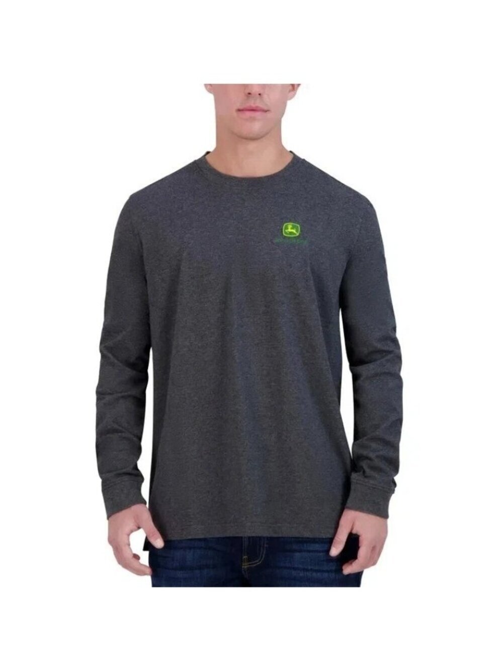 John Deere Men's S Gray Long Sleeve Logo Shirt Cotton Casual e1501
